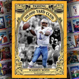 Warren Moon 50.000 Yard Club Custom Sammelkarte - (Ehrenmitglied) Oilers Eskimos Vikings Seahawks Chiefs Hall of Fame Quarterback