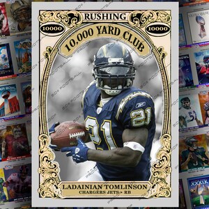 LADAINIAN TOMLINSON 10,000 Yard Club aangepaste ruilkaart - opladers Geweldig! Jets Running Back Geweldig kerstcadeau voor voetbalfan!!!