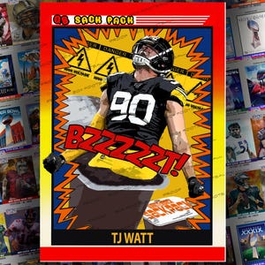 ¡T.J. Watt BZZZZZT! Tarjeta coleccionable personalizada con el QB Sack Pack de los Steelers