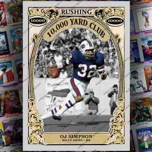Carte à collectionner personnalisée OJ Simpson 10 000 Yard Club - Running back Bills 49ers Hall of Fame - The Juice