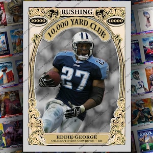 Carte à collectionner personnalisée Eddie George 10 000 Yard Club - Cowboys des Titans des Oilers Ohio State Buckeyes Running Back