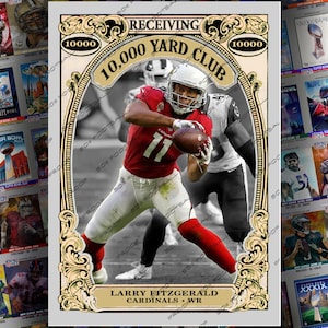 Carte à collectionner personnalisée Larry Fitzgerald Club des 10 000 verges - Grand récepteur Cardinals Future Hall of Fame