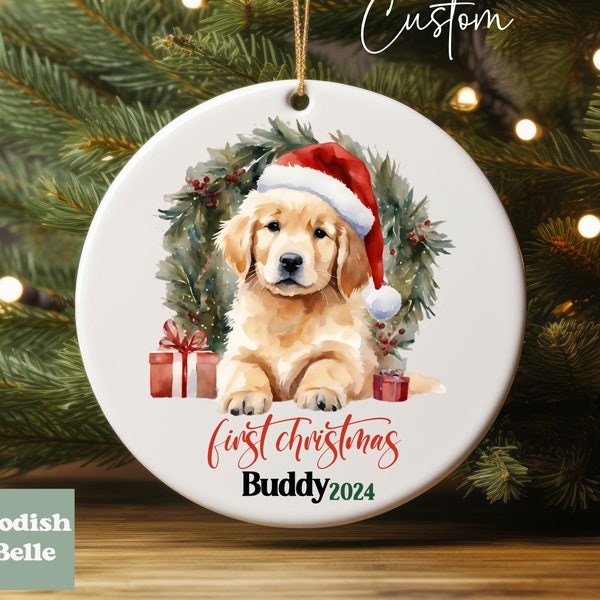 Custom Dog Ornament Christmas, Dog Lovers Gift, Golden Retriever, dog's first christmas, puppy gift, pet lover gifts, Golden dog mom