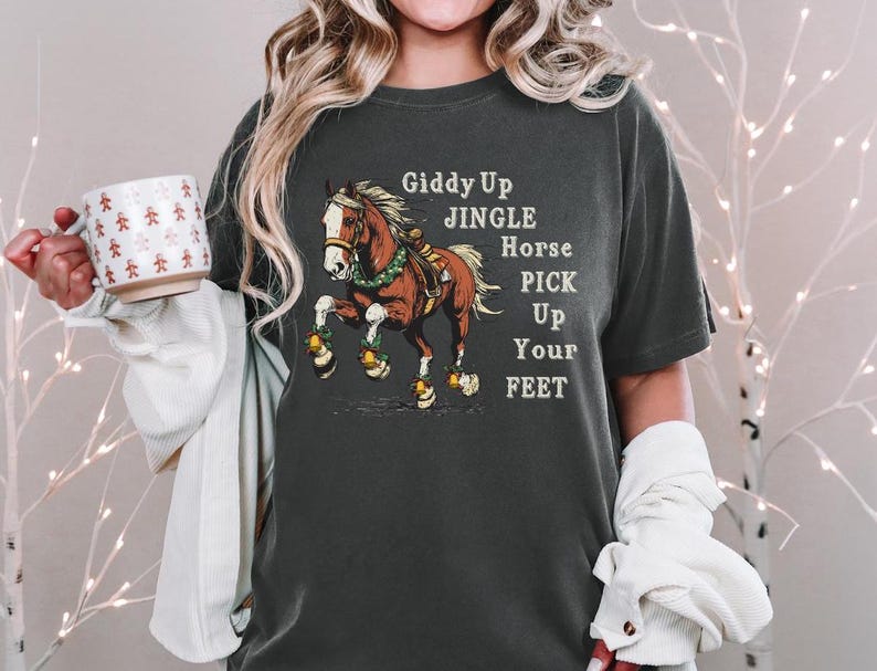 Comfort Colors® Cowboy Christmas Giddy up Jingle Horse Pick up Your Feet, Howdy Country