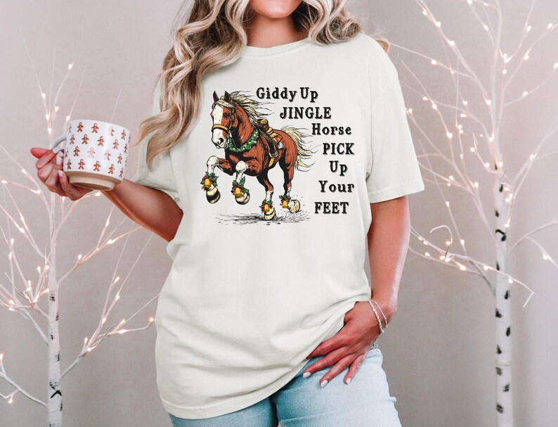 Comfort Colors® Cowboy Christmas Giddy up Jingle Horse Pick up Your Feet, Howdy Country