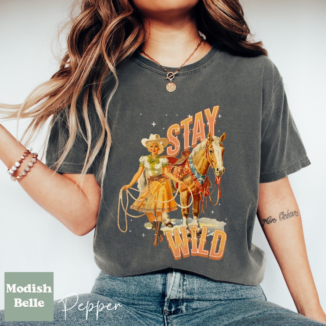 EXMIUN Women's 'This Is God's Country' Funny Cowboy Leopard Print T-Shirt – Western Graphic Tee For 4th Of July - View #5