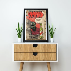 MF DOOM - One Beer canvas poster - MM...F00D - Hip Hop Poster - Sloppenwijken Rap - Slaapkamer Poster - Wanddecoratie - Vintage Poster Actief