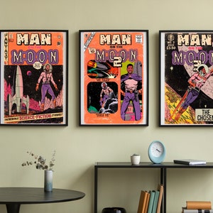 Kid Cudi - Man On The Moon 1-3 poster su tela - Scott Mescudi - Mr. Rager - Vintage - Estetico - Poster per camera da letto - Arte della parete - Arredamento della camera