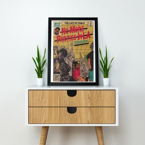 Kanye West - No More Parties in LA canvas poster - Kendrick Lamar - The Life of Pablo - Bedroom Poster - Wall Art - Wall Decor - Vintage