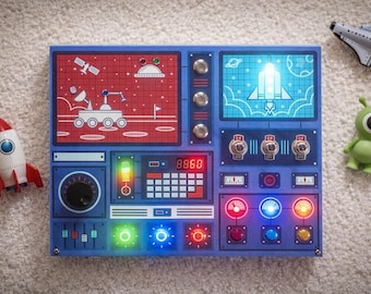 Painel de LED artesanal – Brinquedo de painel de controle de nave espacial para crianças pequenas