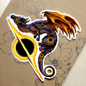 galaxy black hole space dragon vinyl art sticker