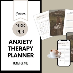 MRR PLR Anxiety Therapy Planner w/ Master Resell Rights, Digital Journal, Sell As Your Own, PLR Digital Products, Digital Marketing