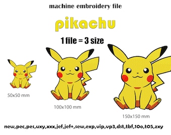 machine embroidery file pikachu