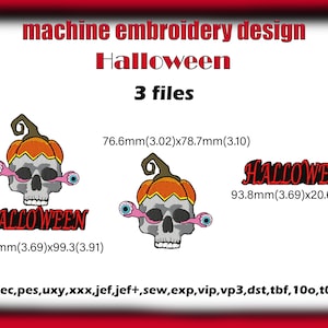 machine embroidery design halloween skull