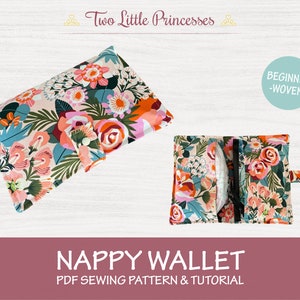 Nappy Wallet PDF Sewing Pattern Tutorial, Diaper Clutch, Document Wallet, Beginner, Woven