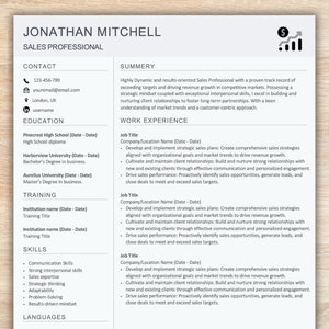Plantilla de currículum de ventas, Google Docs, Microsoft Word, Apple Pages, plantilla de CV, currículum vitae, muestras de plantilla de carta de presentación, plantilla de cv, CV