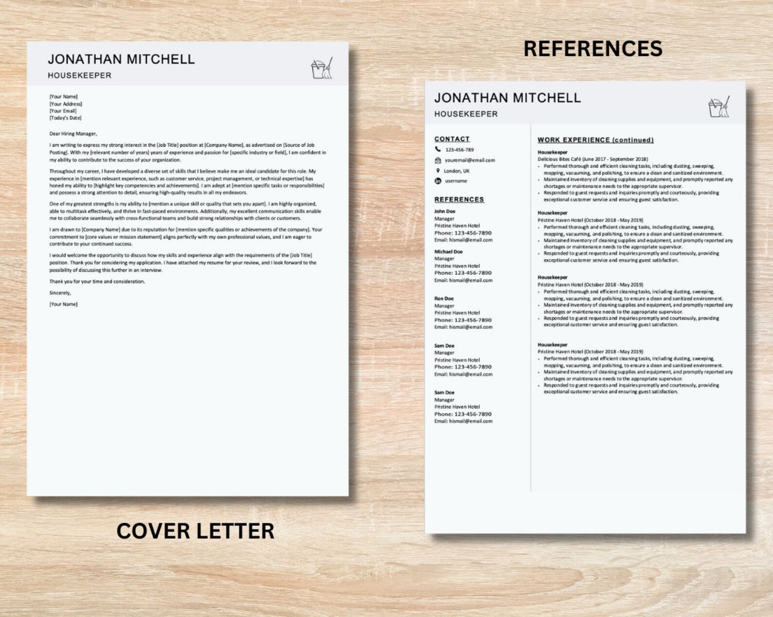 Housekeeper Resume Template, Housekeeper CV Template, Word, Google Docs