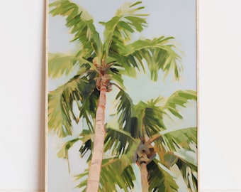 Pastel Palm Tree Painting, Abstract Tropical Wall Print, Summer Decor, Trendy Preppy Aesthetic, Digital Download, Beach House AirBnB Print