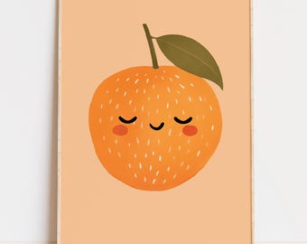 Orange Fruit Art, Citrus Nursery Print, Bright Toddler Decor (Digital Download)