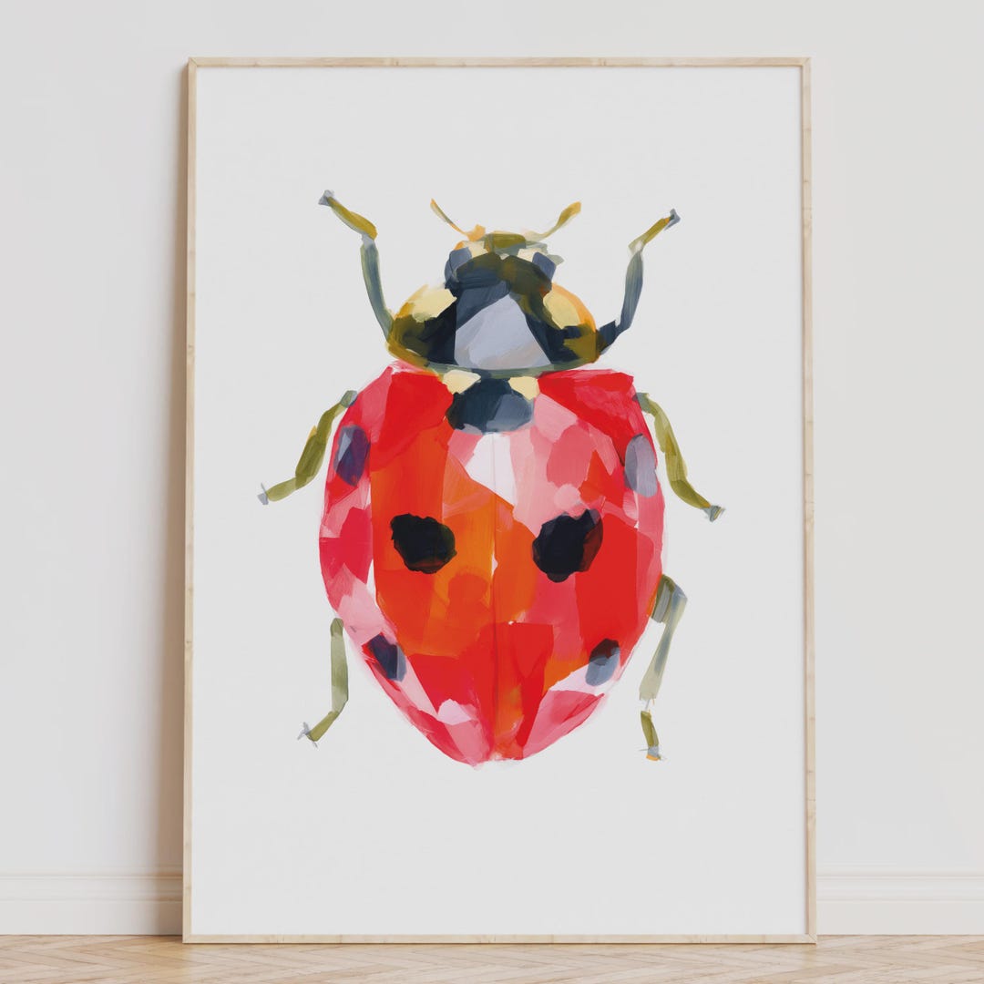 Ladybug Wall Art Printable, Digital Download, Modern Insect Painting ...
