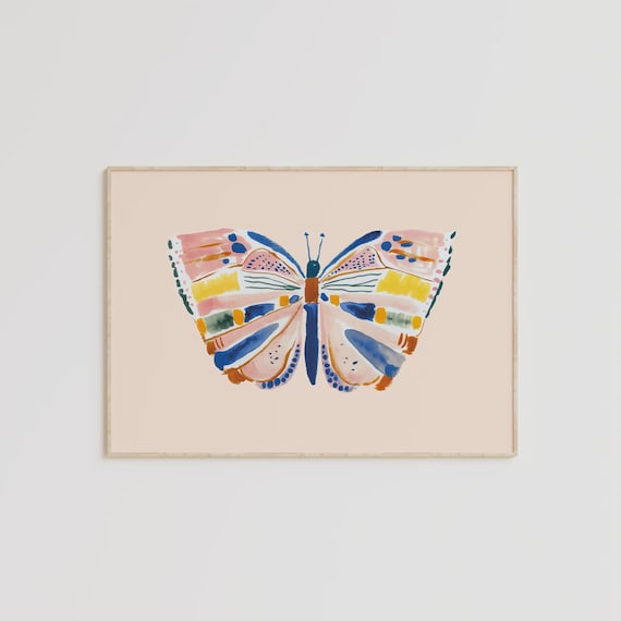 Whimsical Butterfly Art, Boho Kids Room Decor (Digital Download)