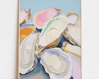 Bunte Pastell Austernmuschel Kunst, moderne Küsten Wand Dekor (digitaler Download)