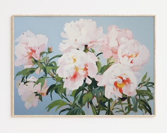 Pfingstrose, Wandbild, Blush Blumenbild, Bauernhaus Dekor (Digitaler Download)