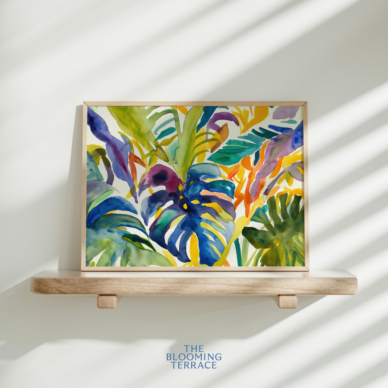 Monstera Leaf Jungle Wall Art Printable, Digital Download, Watercolor ...
