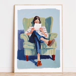 Reading Woman Art, Country house style, Cozy Nook Decor (Digital Download)