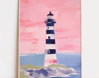 Abstract Lighthouse Print: Soft Pastel Coastal Art (Digital Download)