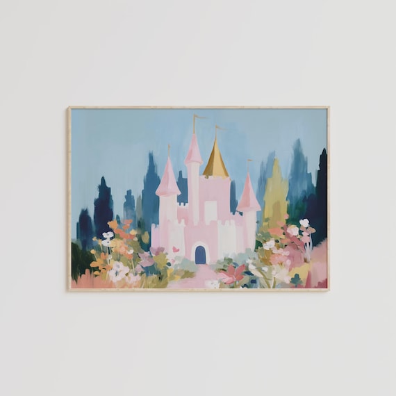 Princess Castle Art, Nursery Fairytale Wall Storybook Decor (Digital Download)