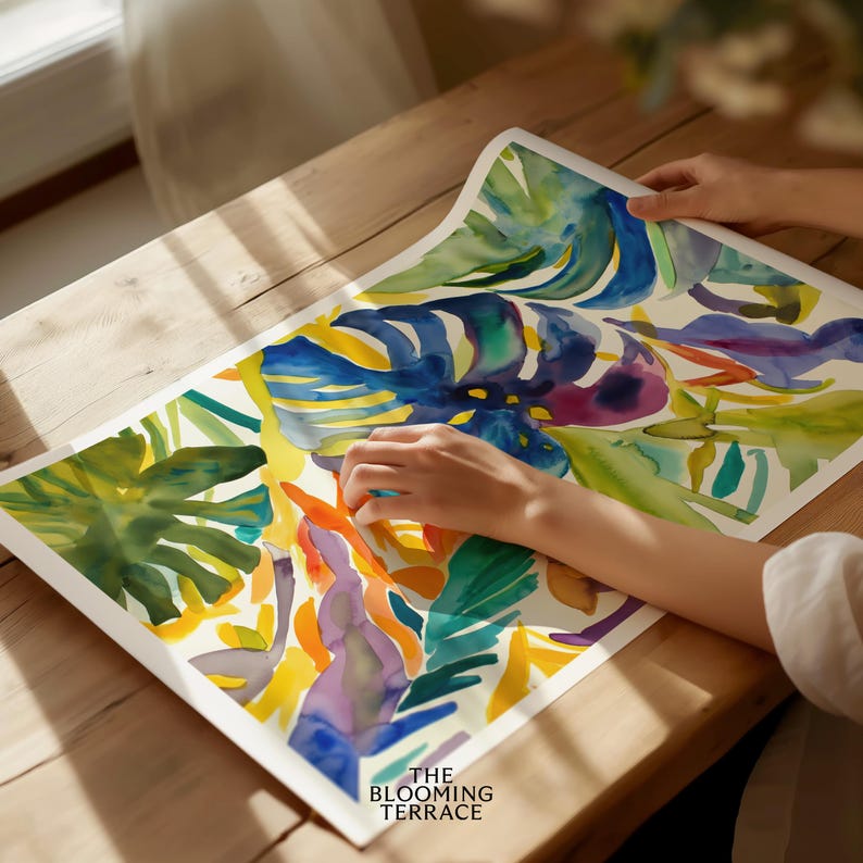 Monstera Leaf Jungle Wall Art Printable, Digital Download, Watercolor ...