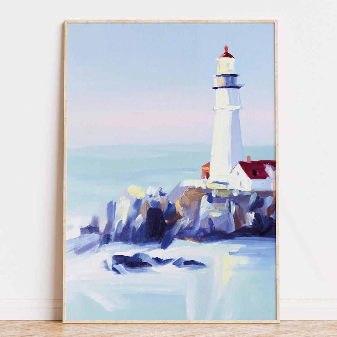 Lighthouse Wall Art Print, Digital Download, Coastal Nautical Beach ...