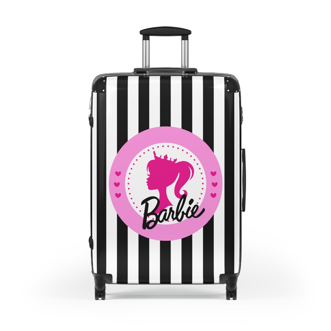 Barbie Suitcase Pink Black Striped Luggage Barbie Cabin Etsy