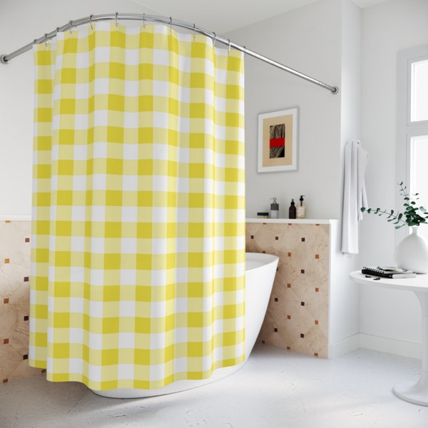 Lumberjack Yellow Pattern Print Bathroom Shower Curtain