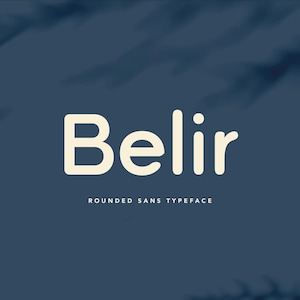 May include: A graphic design featuring the word "Belir" in a rounded sans-serif font, set against a dark blue background with a subtle, blurred pattern. The text "ROUNDED SANS TYPEFACE" appears below.