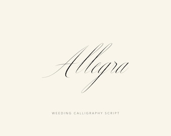 Allegra Script — Fuente elegante de caligrafía nupcial con alternativas - Canva, Invitaciones, Caligrafía, Empaques