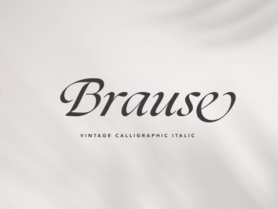 Brause Vintage Calligraphic Italic - Canva, Logo, Retro, Branding, Calligraphy, Editorial, Packaging, Cursive, Elegant Font