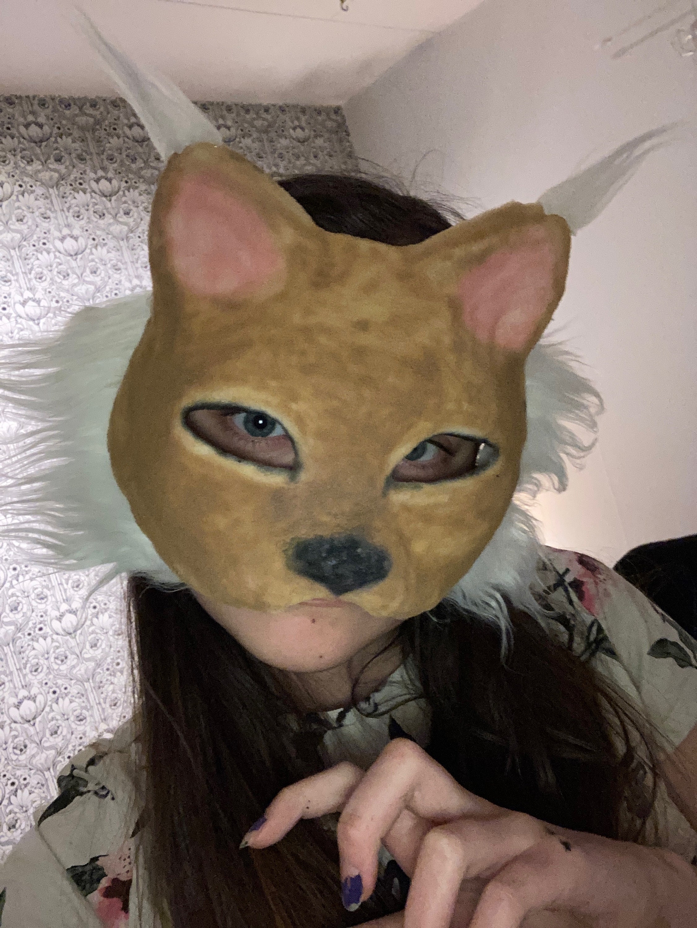 Brindle Pattern Felted Cat Mask Therian Gear 