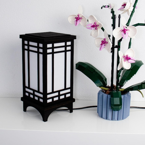 Wooden Japanese style rice paper lamp - Black