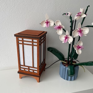 Lampada da scrivania in carta di riso in stile giapponese in legno - Marrone