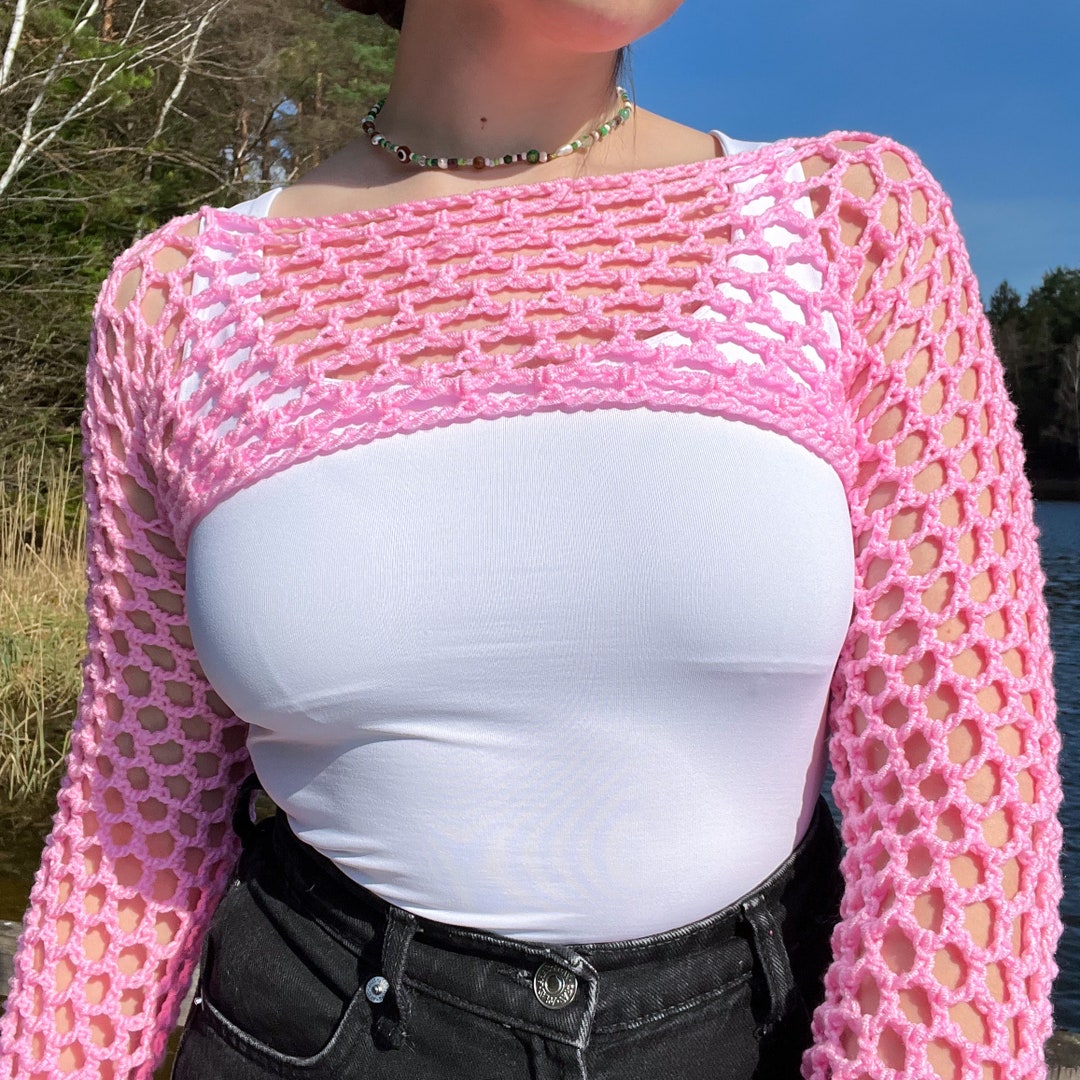 Crochet Pastel Pink Sleeves/shrug/bolero made to Order Y2k - Etsy