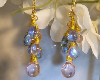 Dew pearls 14k gold earring