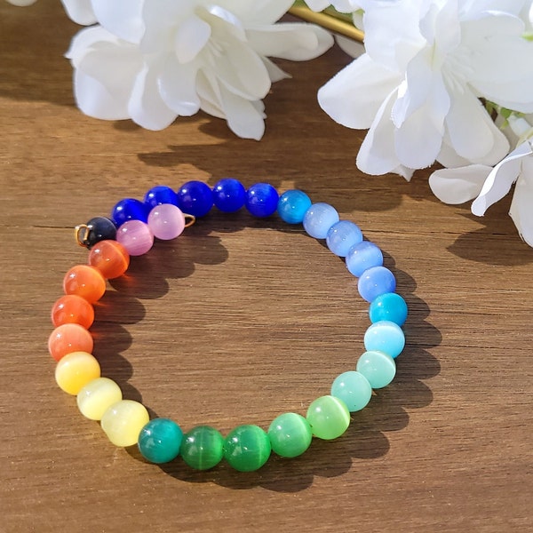 Joli bracelet en perle arc en ciel