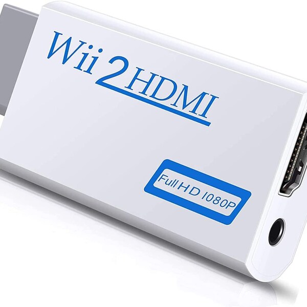 Wii to HDMI Adapter with 1080P/720P HD Output Video and 3.5mm Jack Audio Converter Adapter, Supports All Wii Display Modes white