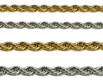3.4mm Rope Chains, 304 Stainless Steel Rope Chain, 2.7mm Rope Chains, Gold Stainless Steel Rope Chain For Necklace, Steel Bracelet Chain