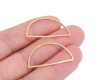 18K Real Gold Plated Brass Half Circle Connector for Jewelry Makers,  Semicircle Frame Link for DIY Earrings & Geometric Jewelry