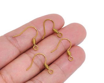 Stainless Steel French Ear Wire Hooks, KC Gold Plated Fish Hook Earring Findings for Jewelry Makers, DIY Earrings Supply