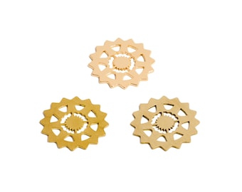 Sunbeam Laser Cutting Earring, Starry Sky Sun Pendant, Brass Geometric Jewelry Accessories, Handmade Polishing, 18K Gold Plating 20*20*0.7mm