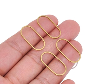 Raw Brass Oval Link Connector for Jewelry Makers, Geometric Brass Finding for DIY Earrings, Necklaces & Bracelets